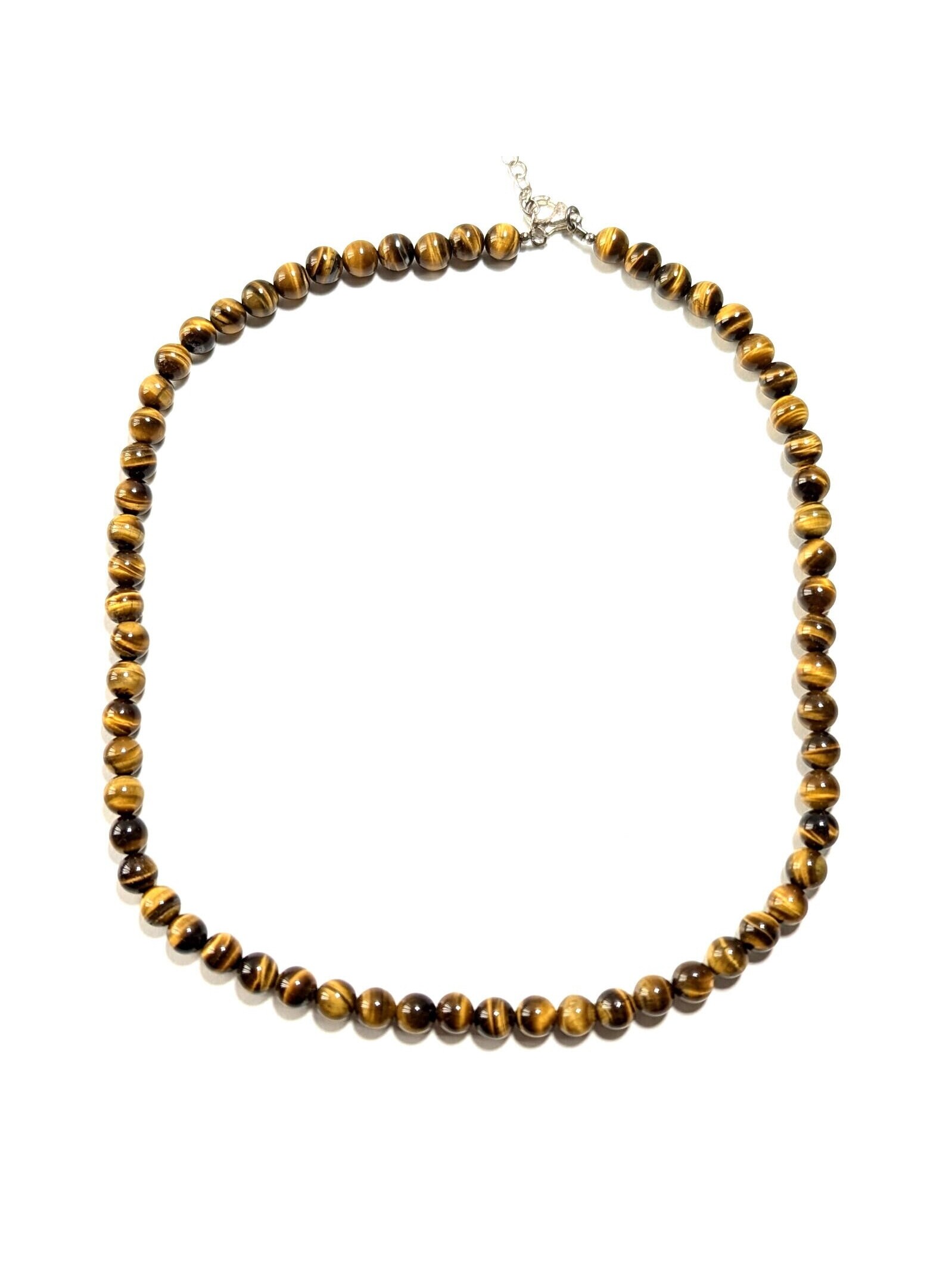 Vintage Sterling Silver Yellow Tiger's Eye Round Gemstone 17 1/2" Necklace 22.2g